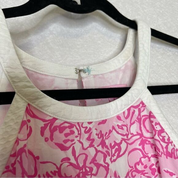Lilly Pulitzer She’s a Fox Pink Floral High Neck Pearl Shift Dress 4 - Picture 4 of 8